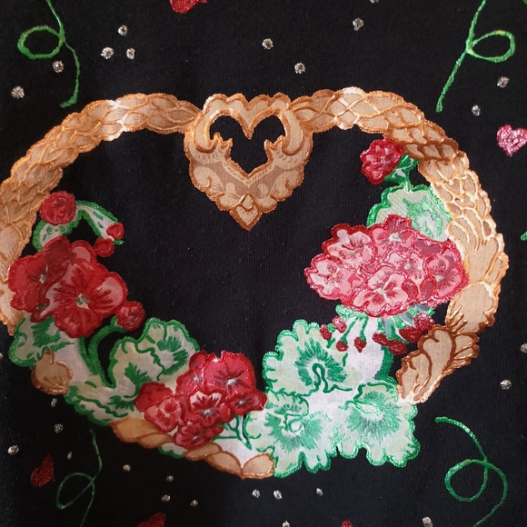 Vintage Handpainted Kitschy Valentines Sweater - Picture 4 of 7